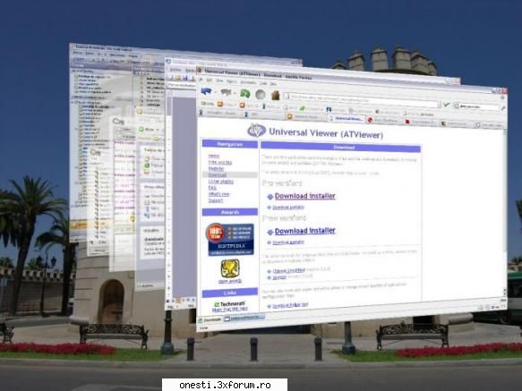 freeware 
very nice 3d effect . very similar to the vista flip 3d effect 
not setup key : win+tab,